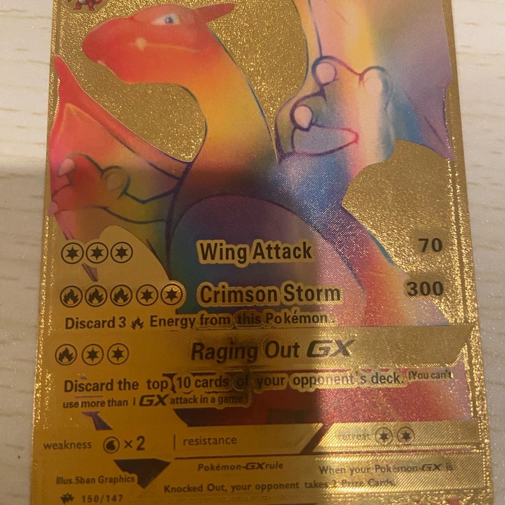 Pokemon Charizard GX Gold Card